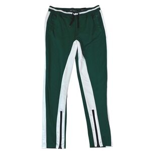 Modern Culture Men Green White Track Pants Joggers Zip Ankle Size L NWT